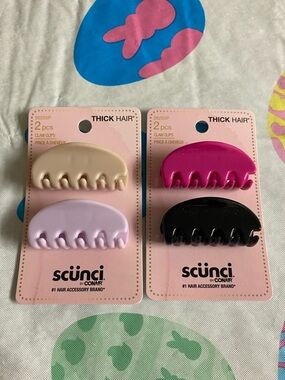 Scunci Thick Hair Claw Clips - 4 Pack